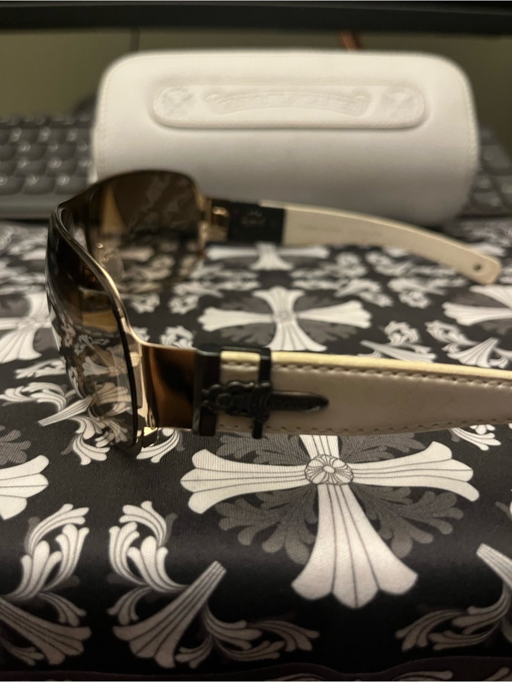 AUTHENTIC! Chrome Hearts White Deviant Sunglasses
